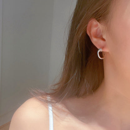 [LUCKY LOVE]JUSTE FULL DIAMOND DOUBLE EARRINGS