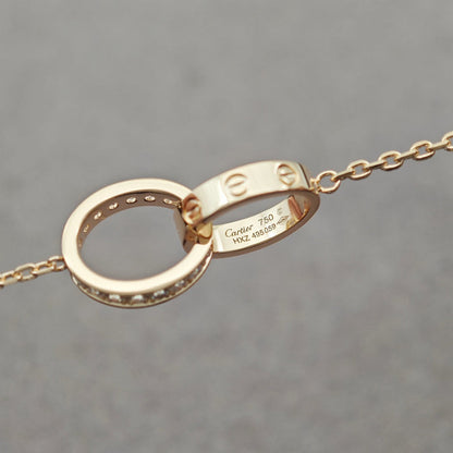 [LUCKY LOVE]LOVE DOUBLE RING HALF DIAMOND NECKLACE