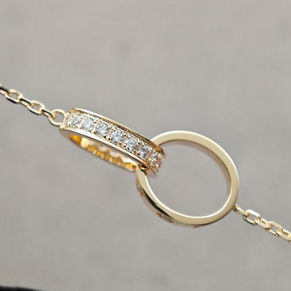 [LUCKY LOVE]LOVE DOUBLE RING HALF DIAMOND NECKLACE