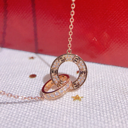 [LUCKY LOVE]LOVE  FULL DIAMOND PENDANT NECKLACE
