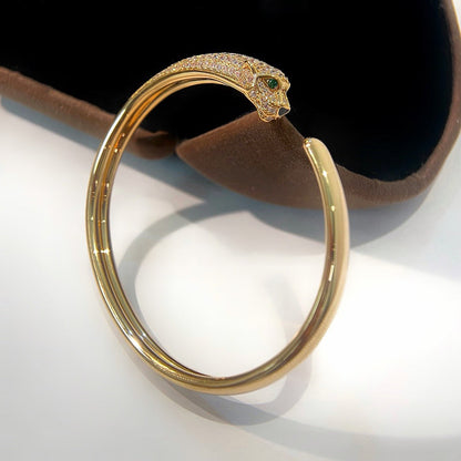 [LUCKY LOVE]PANTHERE HALF DIAMOND OPEN BRACELET