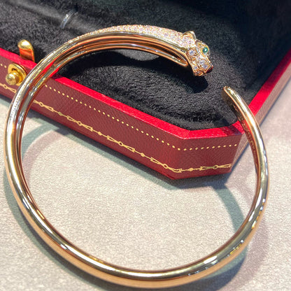 [LUCKY LOVE]PANTHERE HALF DIAMOND OPEN BRACELET