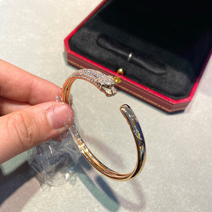 [LUCKY LOVE]PANTHERE HALF DIAMOND OPEN BRACELET