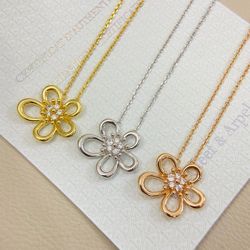 [LUCKY LOVE]FLOWERLACE NECKLACE 5 DIAMONDS