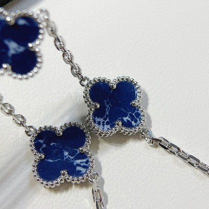 [LUCKY LOVE]CLOVER 5 MOTIF PIETERSITE SILVER BRACELET