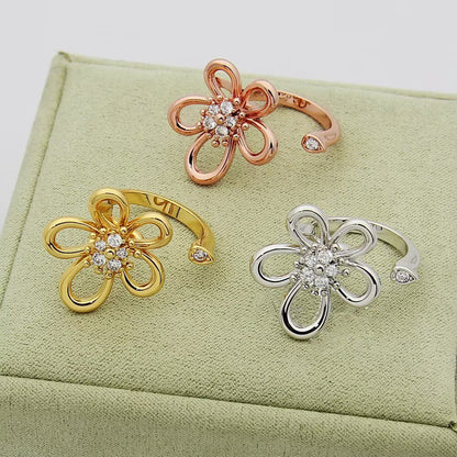 [LUCKY LOVE]  FLOWERLACE OPEN RING 5 DIAMONDS