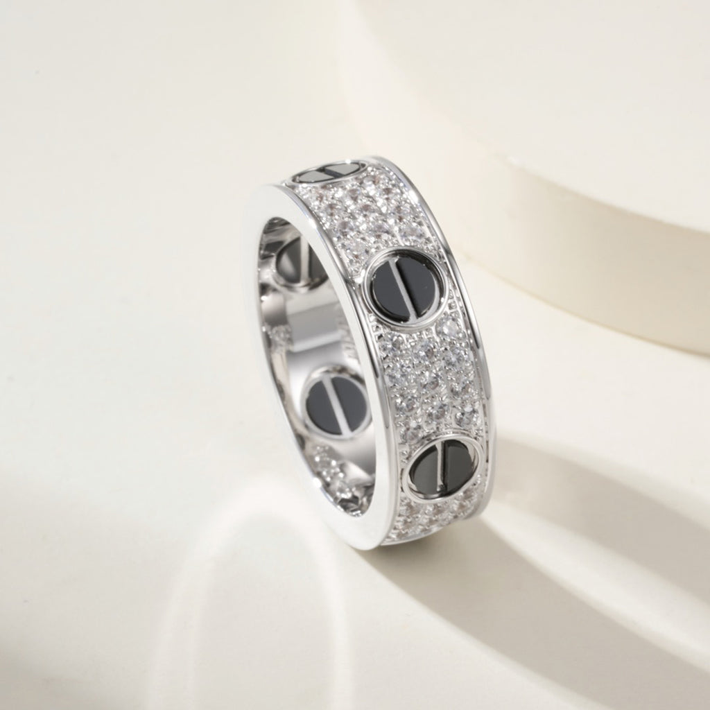 [LUCKY LOVE]LOVE RING 5.5MM DIAMONDS PAVED CERAMIC