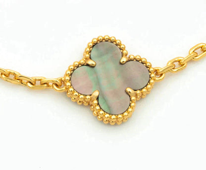[LUCKY LOVE]CLOVER 5 MOTIF GRAY MOP DIAMOND BRACELET