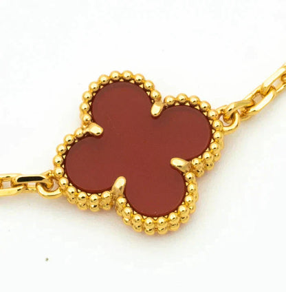 [LUCKY LOVE] CLOVER 5 MOTIF RED CORNELIAN BRACELET COLLECTION