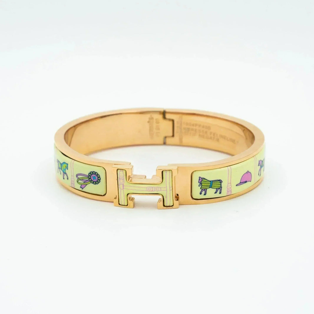 [LUCKY LOVE]H PINK GOLD BRACELET CREAM CERAMIC