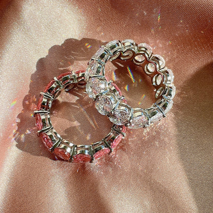 [LUCKY LOVE]Dainty Elongated Cushion Cut Tennis Ring