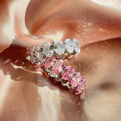 [LUCKY LOVE]Dainty Elongated Cushion Cut Tennis Ring