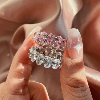 [LUCKY LOVE]Dainty Elongated Cushion Cut Tennis Ring