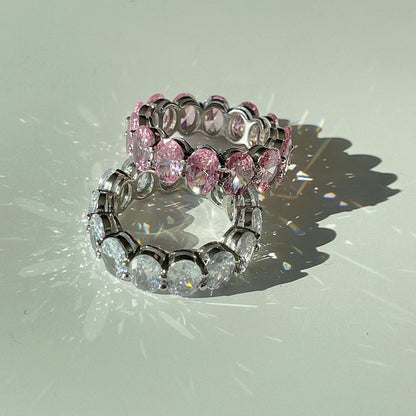 [LUCKY LOVE]Dainty Elongated Cushion Cut Tennis Ring