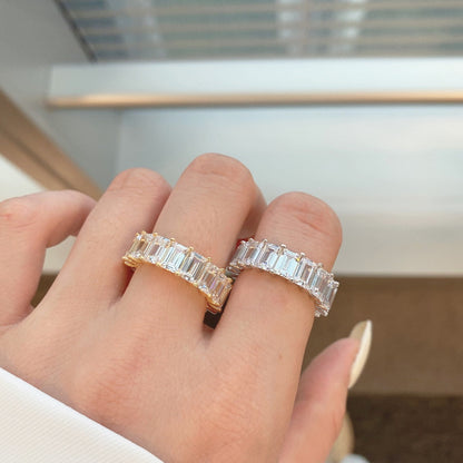[LUCKY LOVE]0.75 Carat Elegant Emerald Cut Tennis Ring