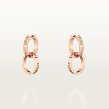 [LUCKY LOVE]LOVE 3.3MM DANGLE HALF DIAMOND EARRINGS
