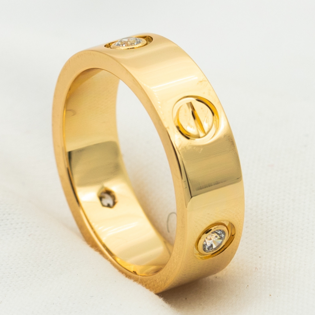 [LUCKY LOVE]LOVE RING 5.5MM 3 DIAMONDS PINK GOLD