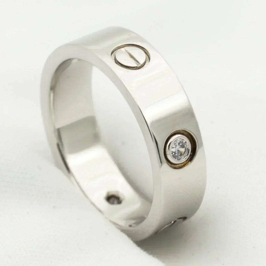 [LUCKY LOVE]LOVE RING 5.5MM 3 DIAMONDS SILVER