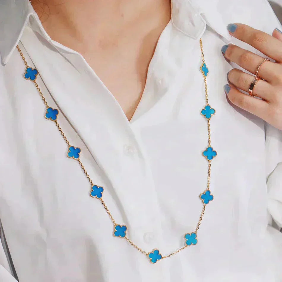[LUCKY LOVE]CLOVER 20 MOTIFS TURQUOISE GOLD