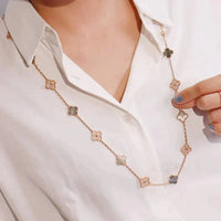 [LUCKY LOVE]CLOVER 20 MOTIFS DARK MOP DIAMOND  NECKLACE