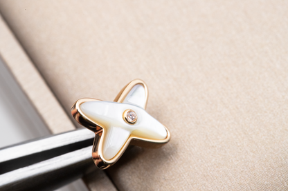[LUCKY LOVE]JEUX DE WHITE MOP ROSE GOLD DIAMOND EARRINGS