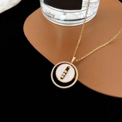 [LUCKY LOVE]LUCKY MOVE MM NACRE BLANCHE DIAMOND NECKLACE