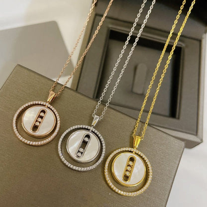 [LUCKY LOVE]LUCKY MOVE MM NACRE BLANCHE DIAMOND NECKLACE