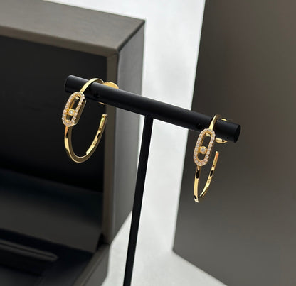 [LUCKY LOVE]CREOLES MOVE UNO PM DIAMOND EARRINGS