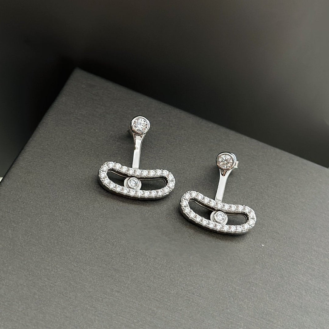 [LUCKY LOVE]MOVE UNO SILVER DIAMOND EARRINGS