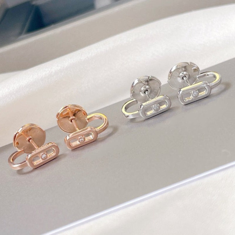 [LUCKY LOVE]CREOLES MOVE UNO MINI 1 DIAMOND EARRINGS