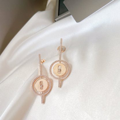 [LUCKY LOVE]LUCKY MOVE ARROW PINK GOLD DIAMOND EARRINGS