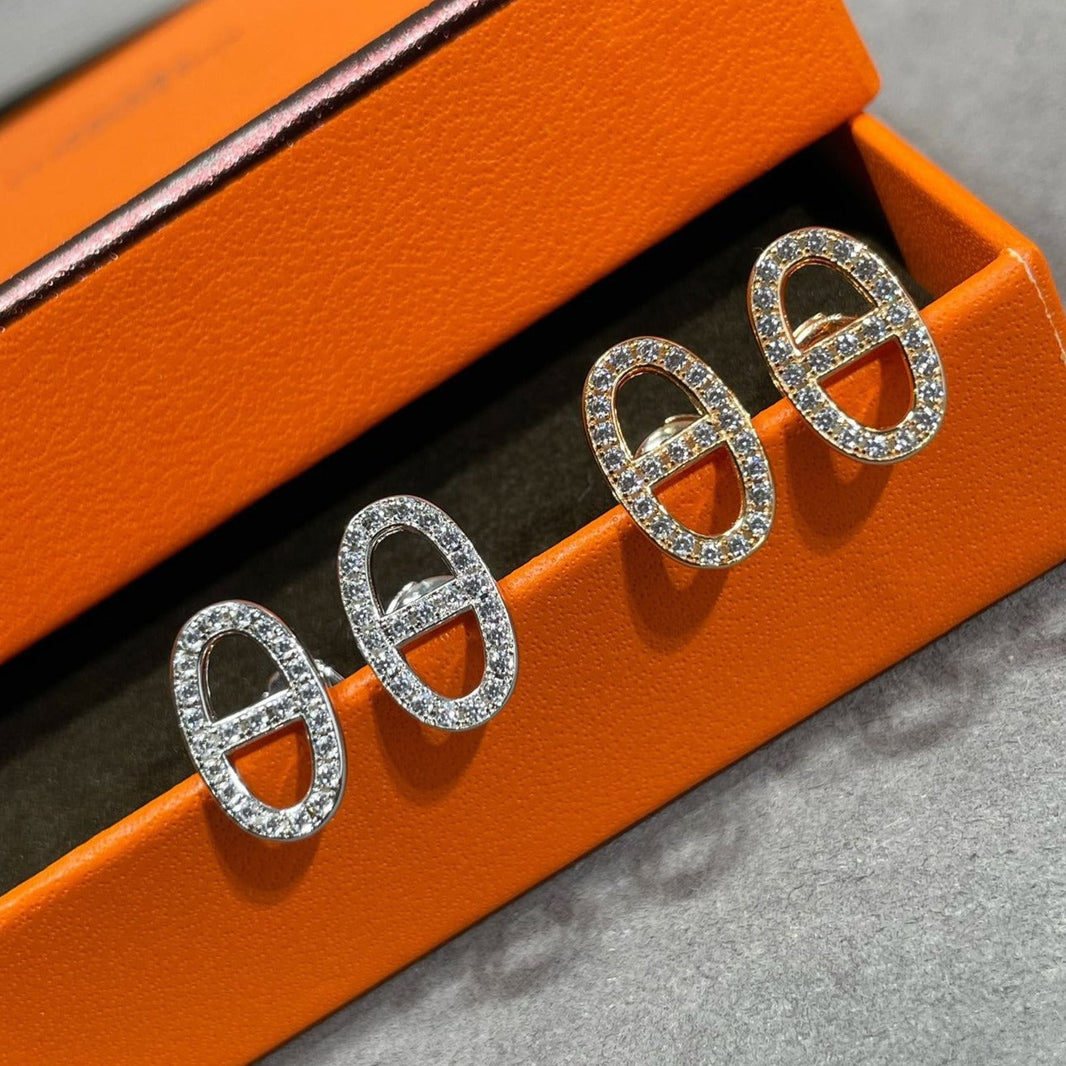 [LUCKY LOVE]HM FULL DIAMOND PIG NOSE STUD EARRINGS