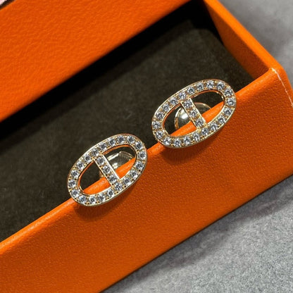 [LUCKY LOVE]HM FULL DIAMOND PIG NOSE STUD EARRINGS