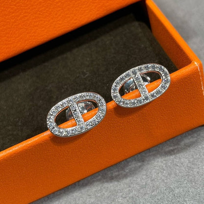 [LUCKY LOVE]HM FULL DIAMOND PIG NOSE STUD EARRINGS