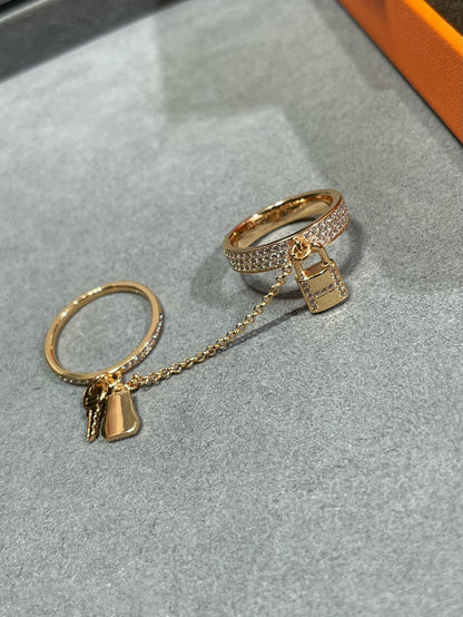 [LUCKY LOVE]HM KELLY CLOCHETTE DOUBLE RING IN  WITH DIAMONDS
