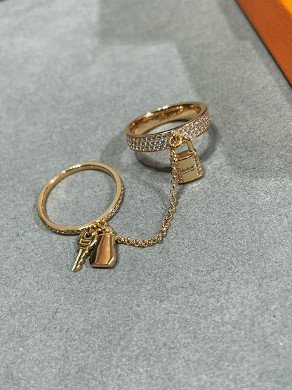 [LUCKY LOVE]HM KELLY CLOCHETTE DOUBLE RING IN  WITH DIAMONDS