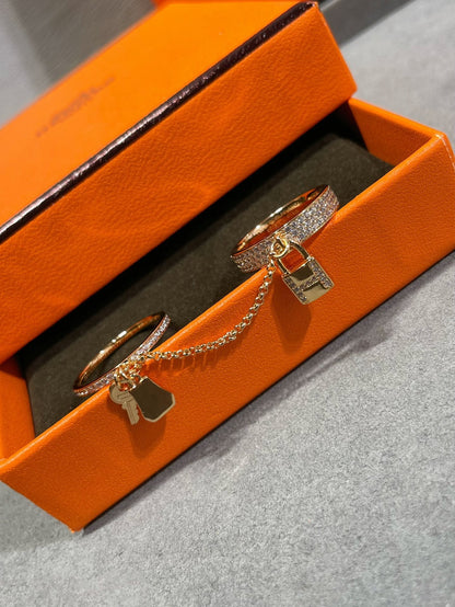 [LUCKY LOVE]HM KELLY CLOCHETTE DOUBLE RING IN  WITH DIAMONDS