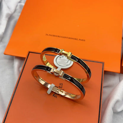 [LUCKY LOVE]CLASSIC HM CLIC BLACK 8MM ENAMEL BRACELET