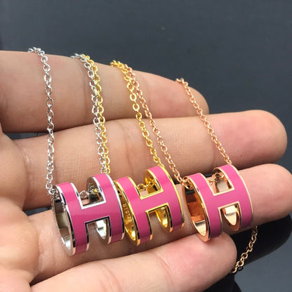 [LUCKY LOVE]H NECKLACE PINK