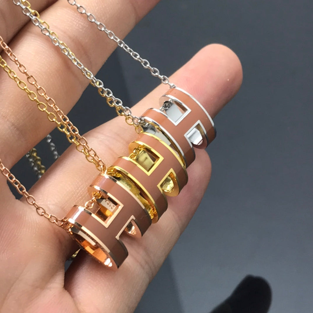 [LUCKY LOVE]H NECKLACE BROWN
