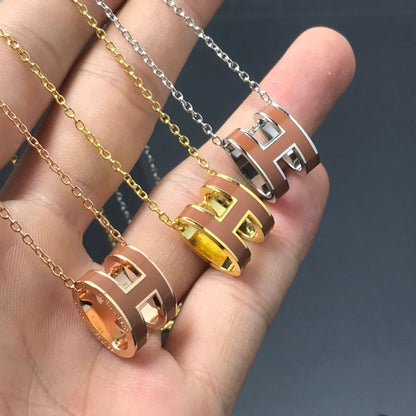 [LUCKY LOVE]H NECKLACE BROWN