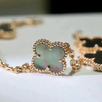 [LUCKY LOVE] CLOVER 5 MOTIF GRAY MOP BRACELET COLLECTION