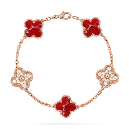 [LUCKY LOVE]CLOVER DIAMOND ROSE GOLD BRACELET COLLECTION,5 MOTIFS
