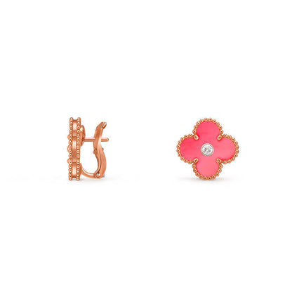 [LUCKY LOVE]CLOVER 15MM MOP DIAMOND EARRINGS COLLECTION