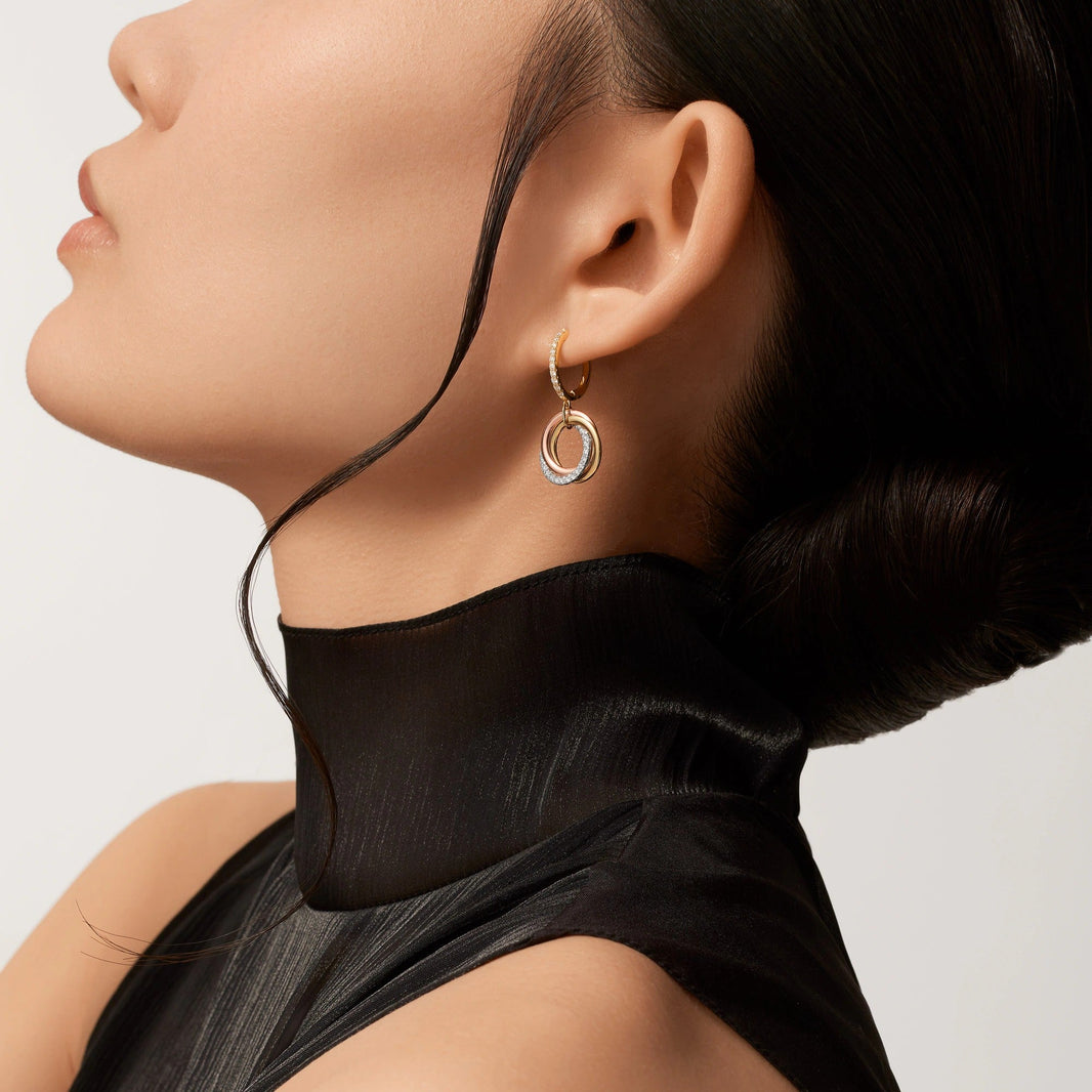 [LUCKY LOVE]TRINITY HALF DIAMOND  EARRINGS