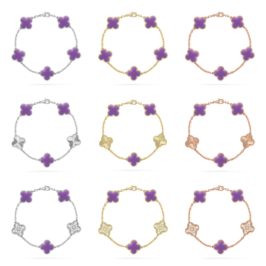 [LUCKY LOVE]CLOVER 5 MOTIF LIGHT PURPLE BRACELET COLLECTION