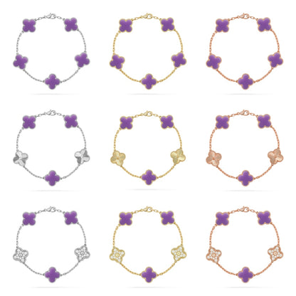 [LUCKY LOVE]CLOVER 5 MOTIF LIGHT PURPLE BRACELET COLLECTION