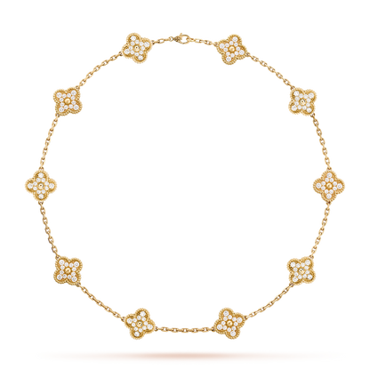 [LUCKY LOVE]CLOVER 10 MOTIFS DIAMOND NECKLACE
