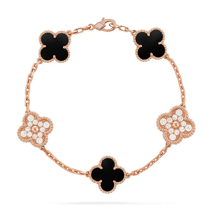 [LUCKY LOVE]CLOVER DIAMOND ROSE GOLD BRACELET COLLECTION,5 MOTIFS