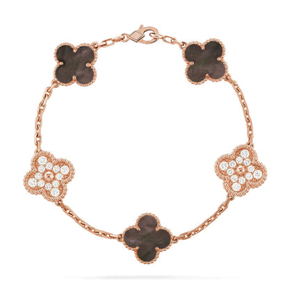[LUCKY LOVE] CLOVER 5 MOTIF GRAY MOP BRACELET COLLECTION